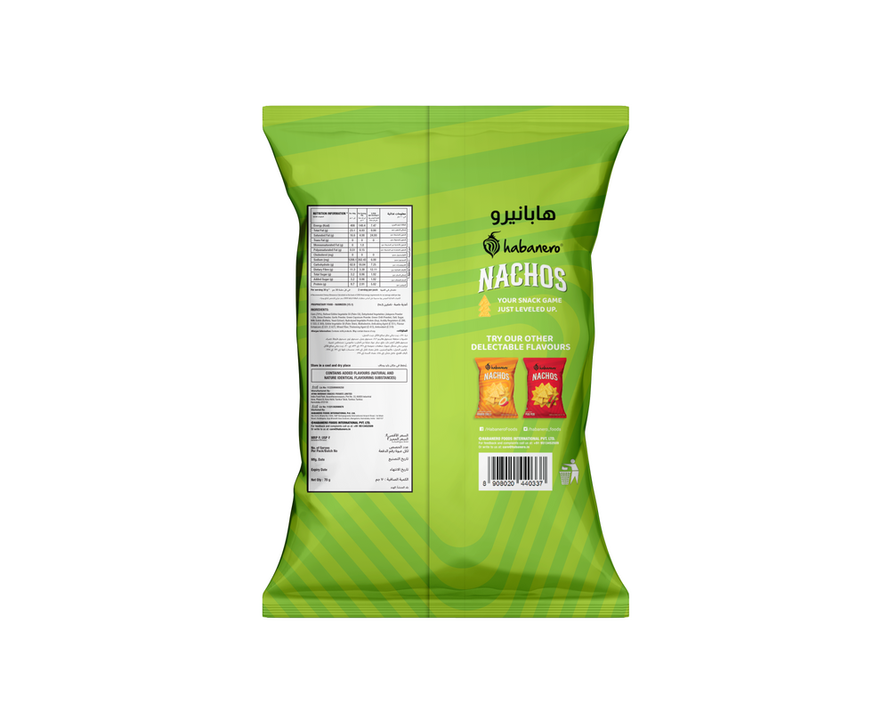 Habanero Zingy Jalapeño Nachos | Crunchy Corn Chips with Spicy Jalapeño Flavour | Gluten-Free Snack | 70g