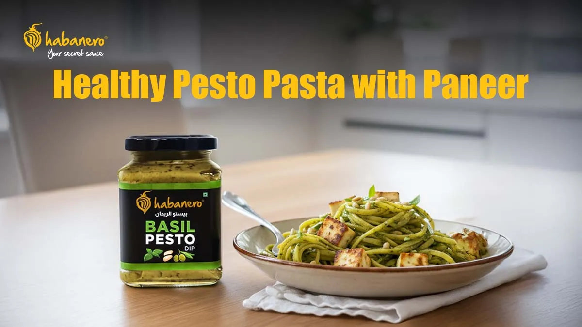 Healthy Pesto Pasta with Paneer: Easy Basil Pesto Pasta Recipe