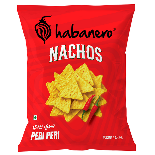 Habanero Peri Peri Nachos (Pack of 4) | Crunchy Corn Chips with Spicy Peri Peri Flavour | Gluten-Free Snack | 280g