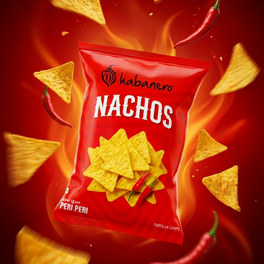 Habanero Peri Peri Nachos (Pack of 4) | Crunchy Corn Chips with Spicy Peri Peri Flavour | Gluten-Free Snack | 280g