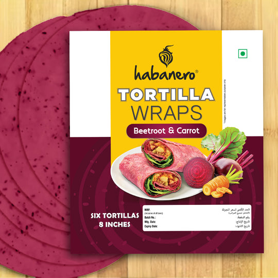 Beetroot & Carrot Tortilla Wraps| 6 Tortillas| 8 Inches