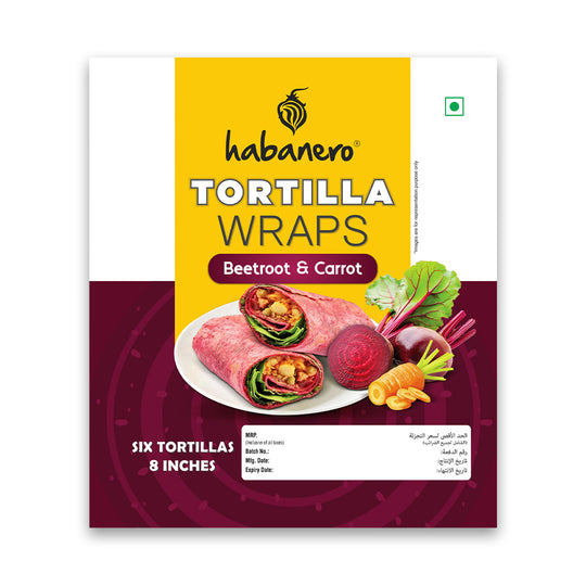 Beetroot & Carrot Tortilla Wraps| 6 Tortillas| 8 Inches