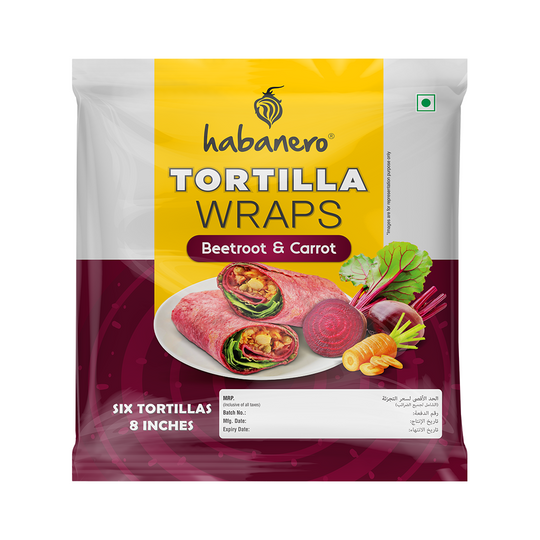 Beetroot & Carrot Tortilla Wraps| 6 Tortillas| 8 Inches