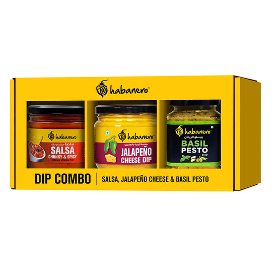 Best Ever Spicy Dips 3-in-1 Combo Pack - Basil Pesto (200g), Spicy Salsa (270g), Jalapeno Cheese Dip (300g) - Dip