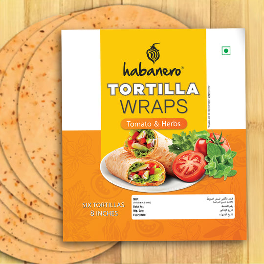 Tomato & Herbs Tortilla Wraps | 6 Tortillas | 8 Inches