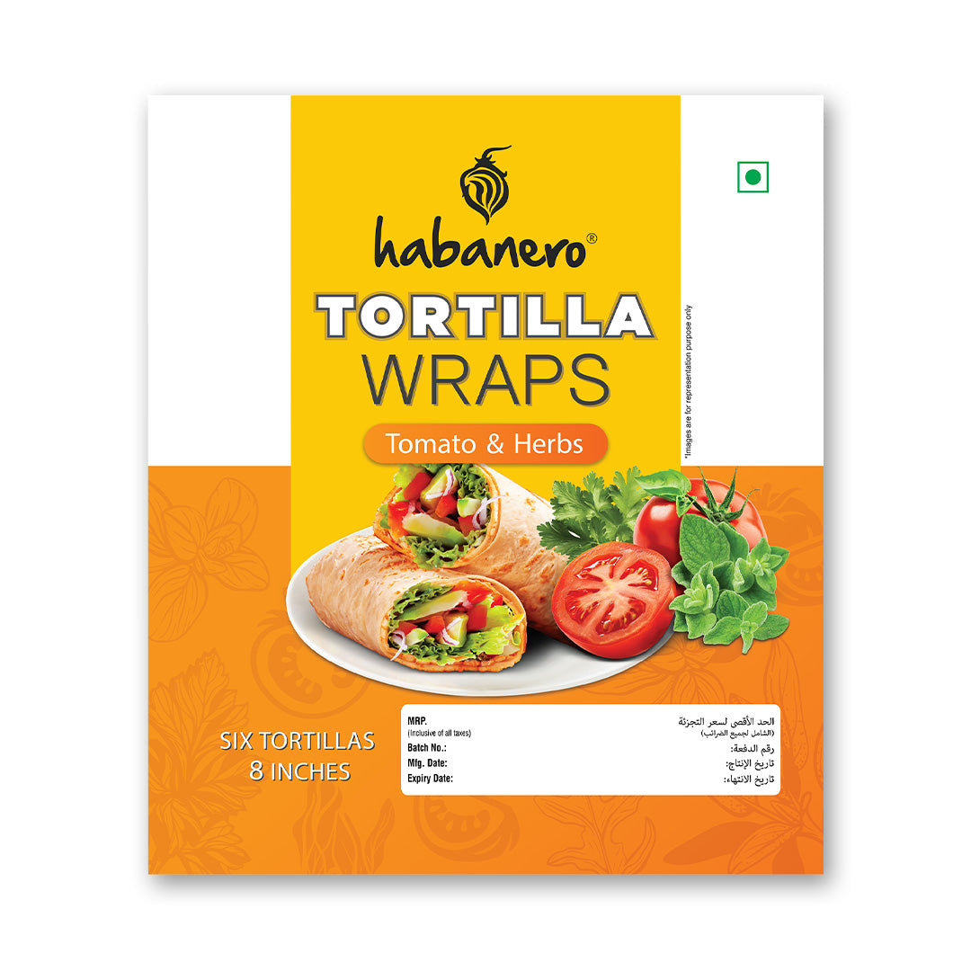 Tomato & Herbs Tortilla Wraps | 8 Inches | 660 gms | Pack of 2