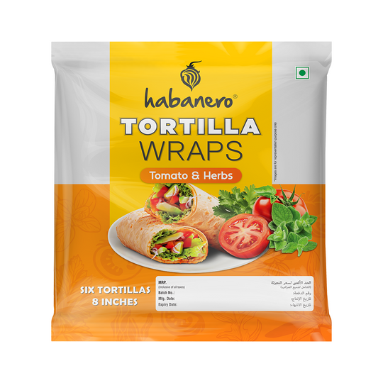 Tomato & Herbs Tortilla Wraps | 6 Tortillas | 8 Inches