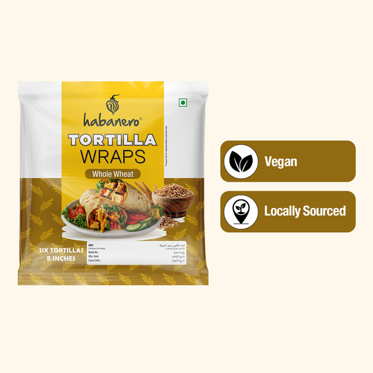 Whole Wheat Tortilla Wraps | 6 Tortillas | 8 Inches | 330g