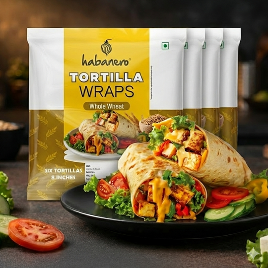 Whole Wheat Tortilla Wraps | Pack of 4 | 8 Inches | 1320g