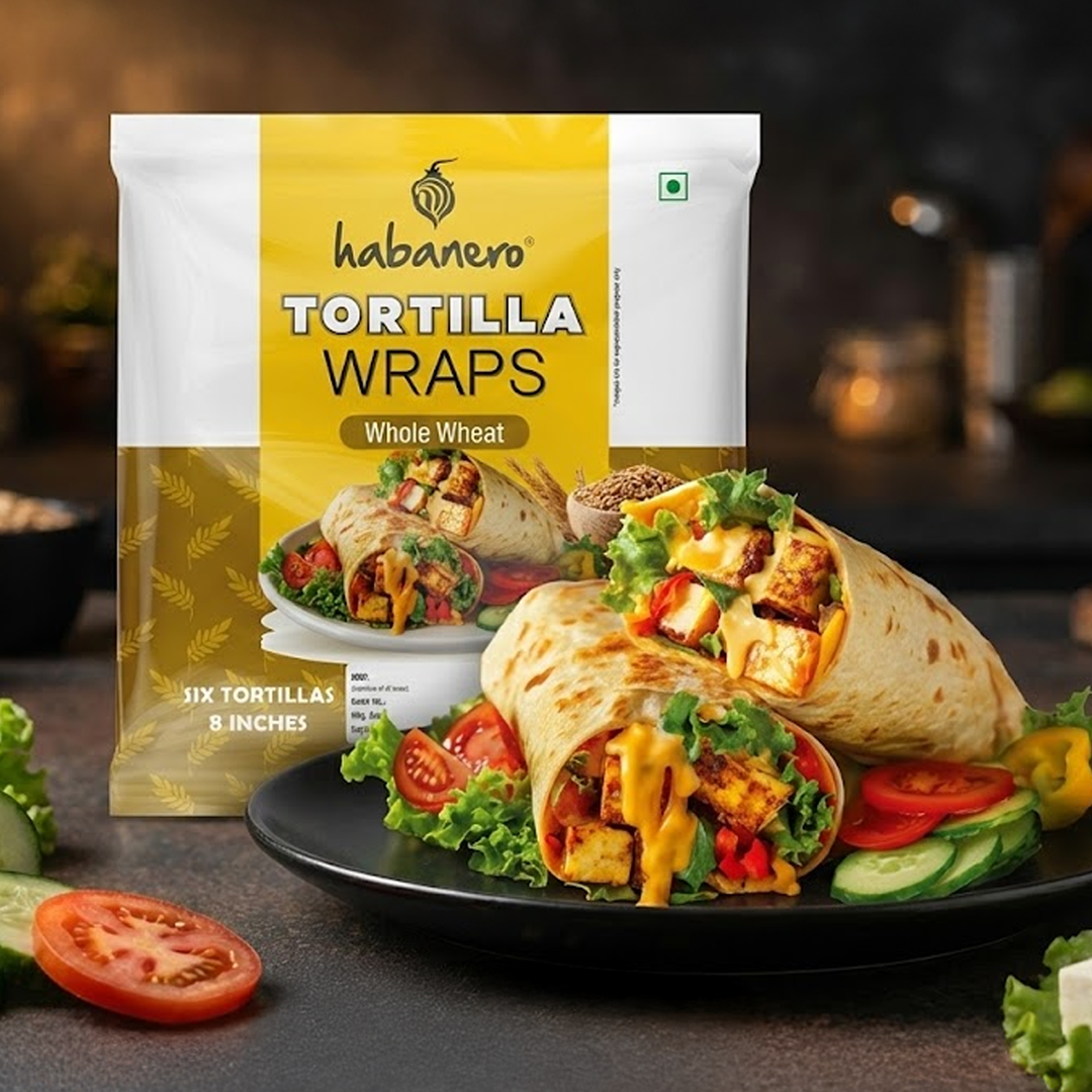 Whole Wheat Tortilla Wraps | 6 Tortillas | 8 Inches | 330g