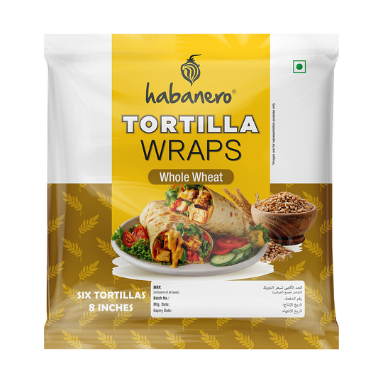 Whole Wheat Tortilla Wraps | 6 Tortillas | 8 Inches | 330g