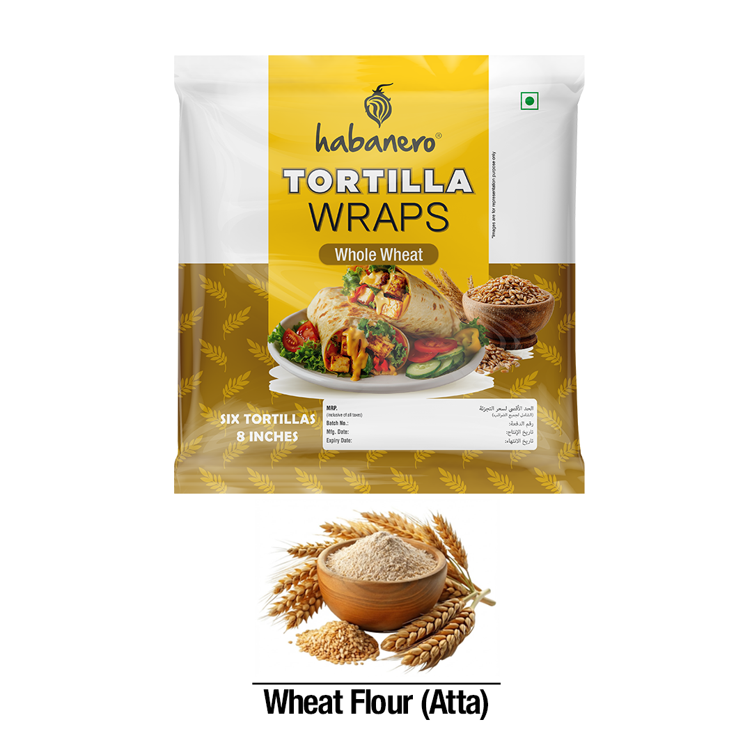 Whole Wheat Tortilla Wraps | 6 Tortillas | 8 Inches | 330g