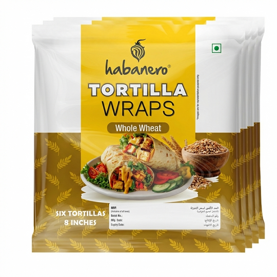 Whole Wheat Tortilla Wraps | Pack of 4 | 8 Inches | 1320g
