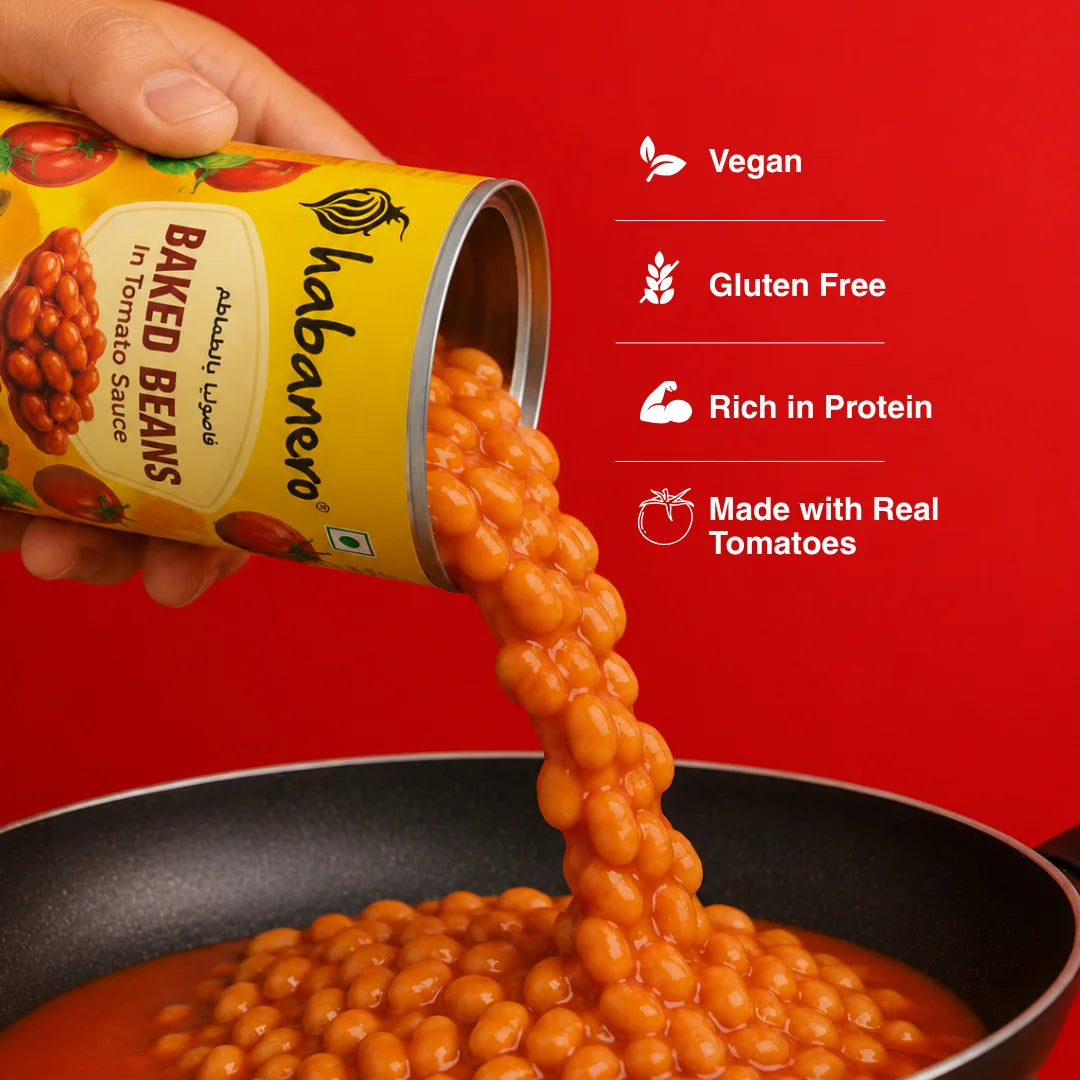 Baked Beans in Tomato Sauce| Ready-to-Eat Healthy Food | Perfect for Snacks & Meals | High in Protein | Gluten-Free | Low Fat | Pulses & Beans | 400g