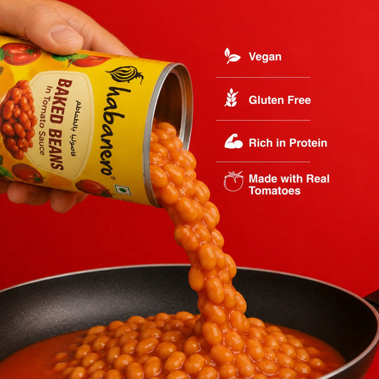 Baked Beans in Tomato Sauce| Ready-to-Eat Healthy Food | Perfect for Snacks & Meals | High in Protein | Gluten-Free | Low Fat | Pulses & Beans | 400g