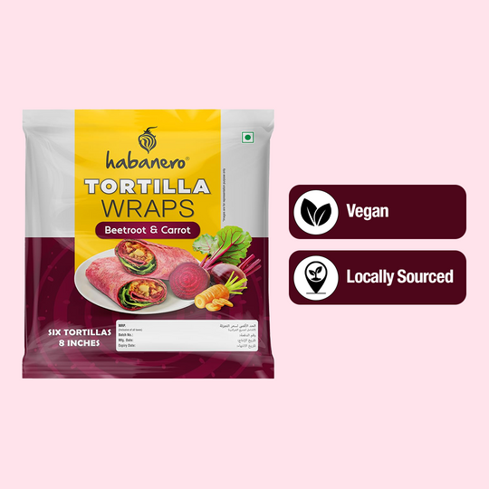 Beetroot & Carrot Tortilla Wraps| 6 Tortillas| 8 Inches