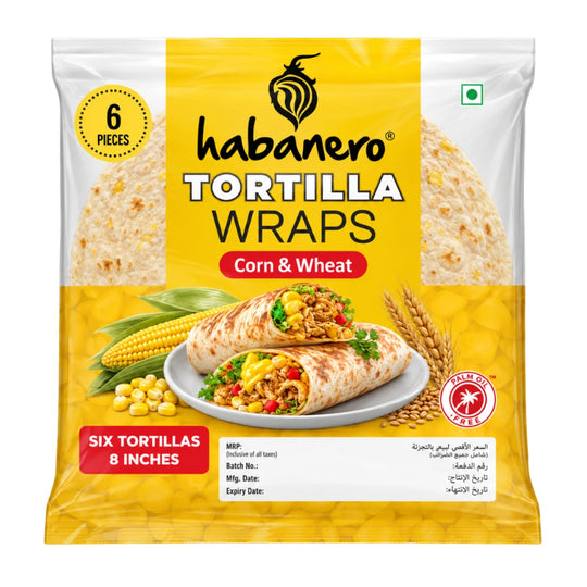 Corn & Wheat Tortilla Wraps | 6 Tortillas | 8 Inches | 348g