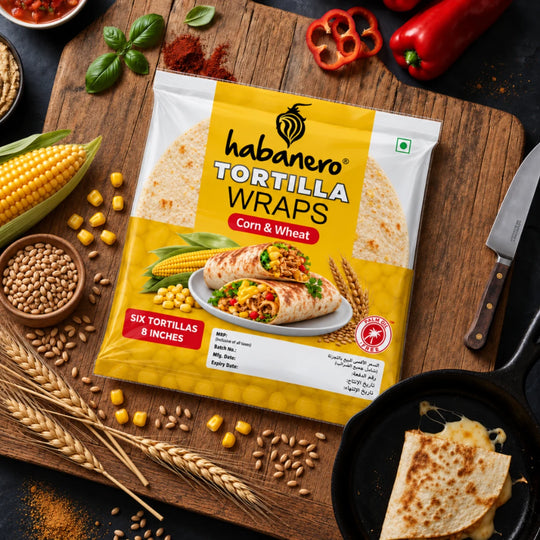 Corn & Wheat Tortilla Wraps | 6 Tortillas | 8 Inches | 348g