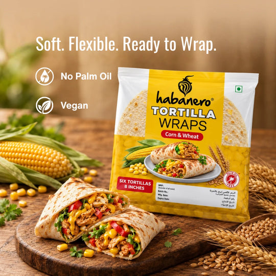 Corn & Wheat Tortilla Wraps | 6 Tortillas | 8 Inches | 348g