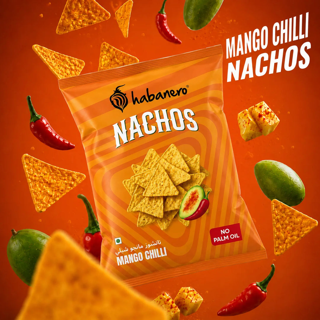 Habanero Mango Chilli Nachos | Crunchy Corn Chips with Sweet & Spicy Mango Chilli Flavour | Gluten-Free Snack | 70g