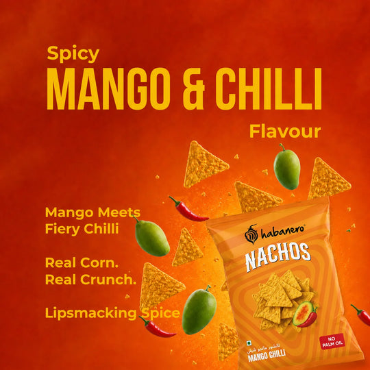 Habanero Mango Chilli Nachos | Crunchy Corn Chips with Sweet & Spicy Mango Chilli Flavour | Gluten-Free Snack | 70g