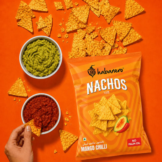Habanero Mango Chilli Nachos (Pack of 4) | Crunchy Corn Chips with Spicy Mango Chilli Flavour | Gluten-Free Snack | 280g
