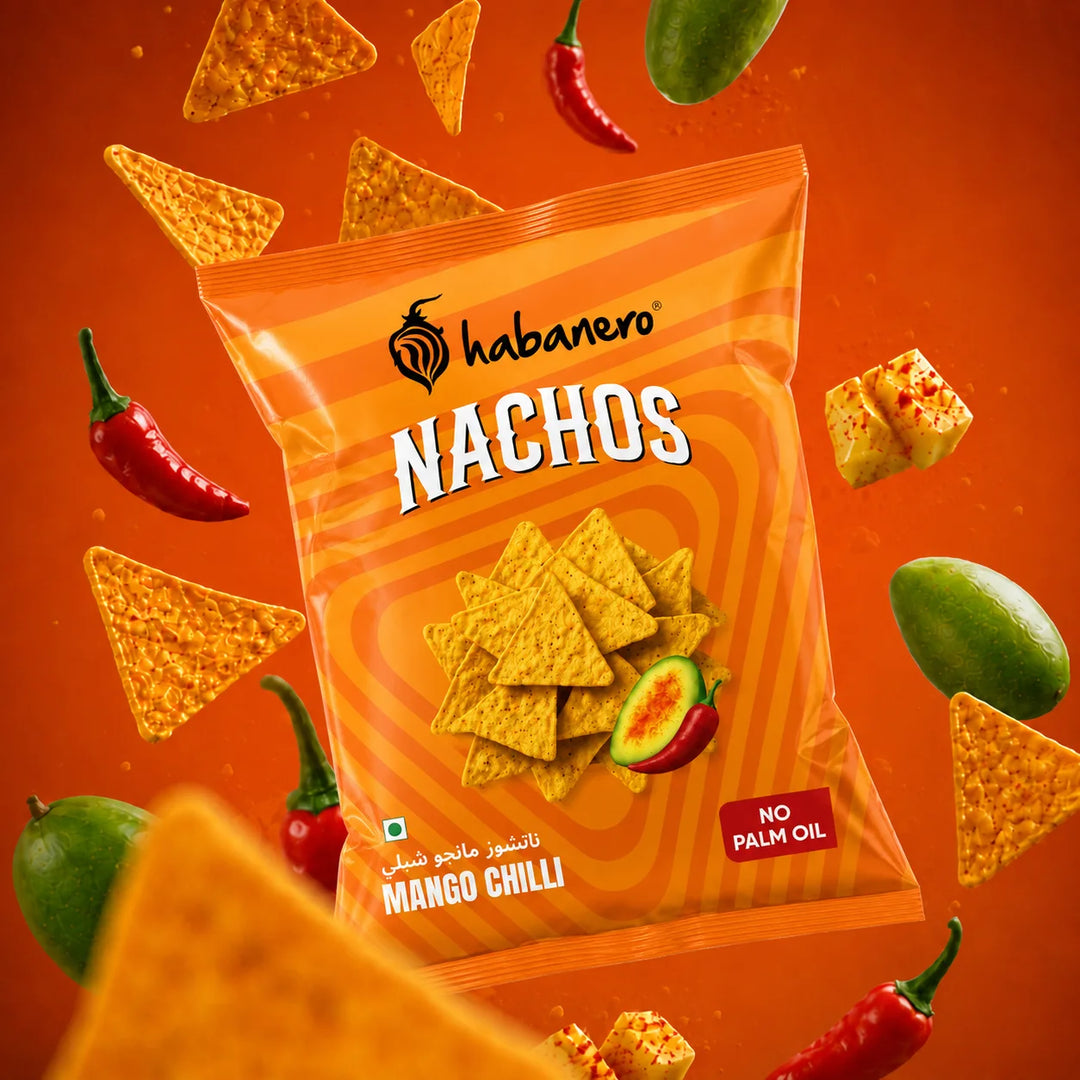 Habanero Mango Chilli Nachos (Pack of 4) | Crunchy Corn Chips with Spicy Mango Chilli Flavour | Gluten-Free Snack | 280g