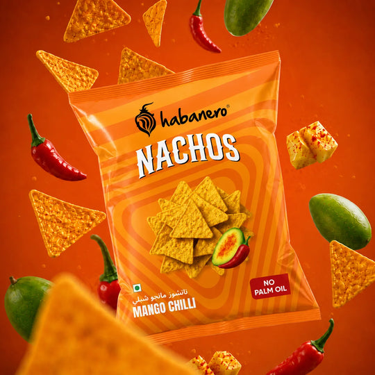 Habanero Mango Chilli Nachos (Pack of 4) | Crunchy Corn Chips with Spicy Mango Chilli Flavour | Gluten-Free Snack | 280g