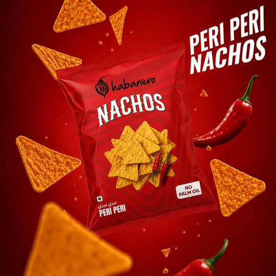 Habanero Peri Peri Nachos | Crunchy Corn Chips with Spicy Peri Peri Flavour | Gluten-Free Snack | 70g