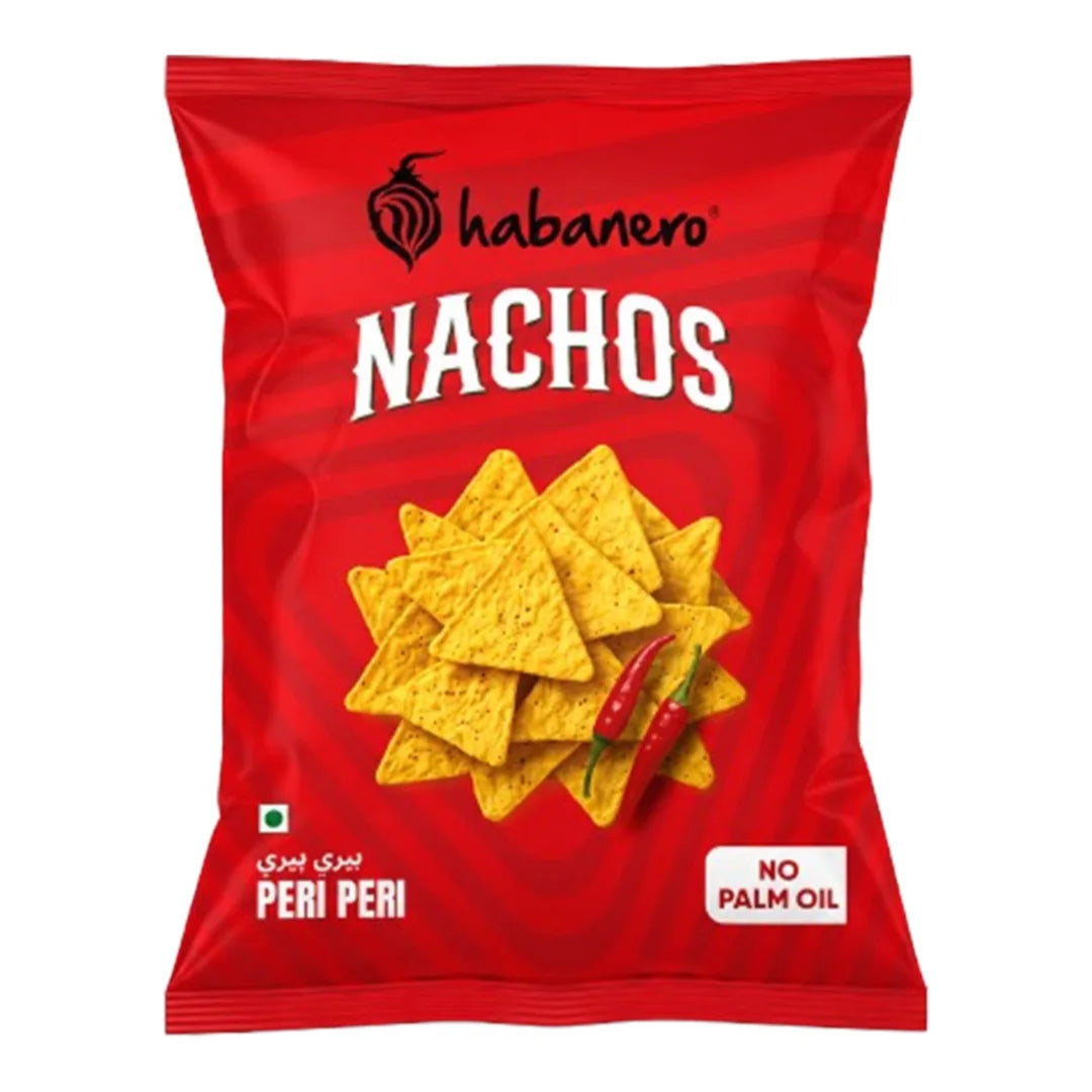 Habanero Peri Peri Nachos (Pack of 4) | Crunchy Corn Chips with Spicy Peri Peri Flavour | Gluten-Free Snack | 280g