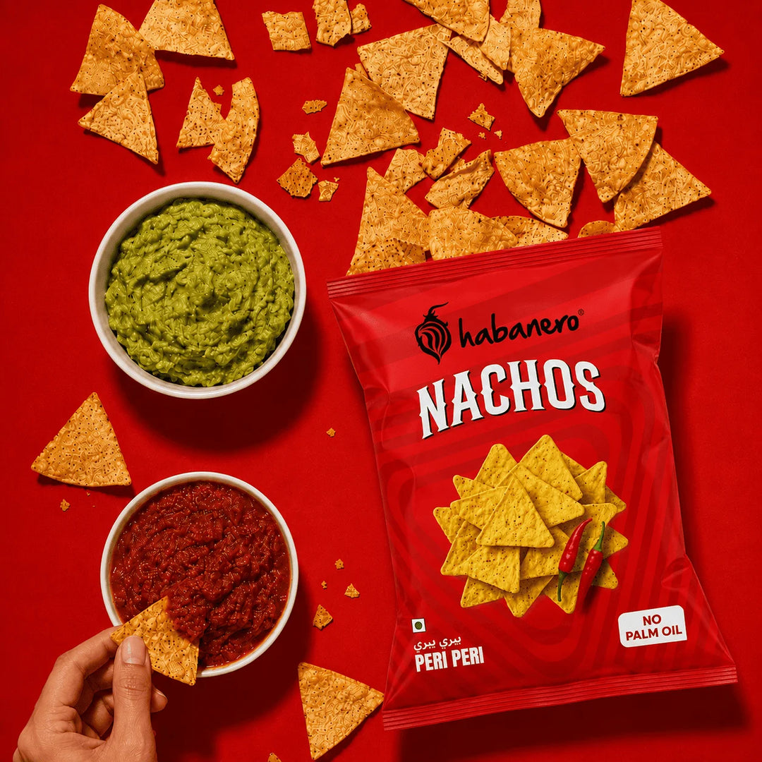 Habanero Peri Peri Nachos (Pack of 4) | Crunchy Corn Chips with Spicy Peri Peri Flavour | Gluten-Free Snack | 280g