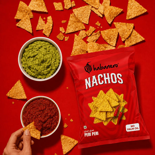 Habanero Peri Peri Nachos (Pack of 4) | Crunchy Corn Chips with Spicy Peri Peri Flavour | Gluten-Free Snack | 280g