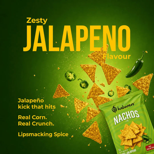 Habanero Zingy Jalapeño Nachos | Crunchy Corn Chips with Spicy Jalapeño Flavour | 70g