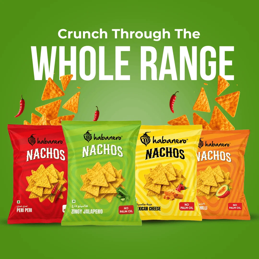 Habanero Zingy Jalapeño Nachos | Crunchy Corn Chips with Spicy Jalapeño Flavour | 70g