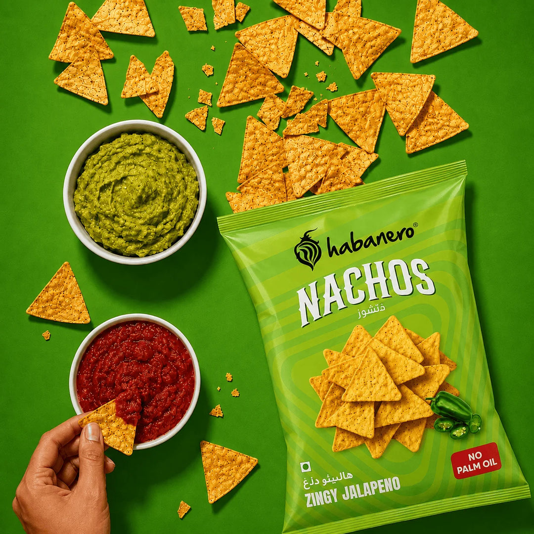 Habanero Zingy Jalapeño Nachos (Pack of 4) | Crunchy Corn Chips with Spicy Jalapeño Flavour | Gluten-Free Snack | 280g
