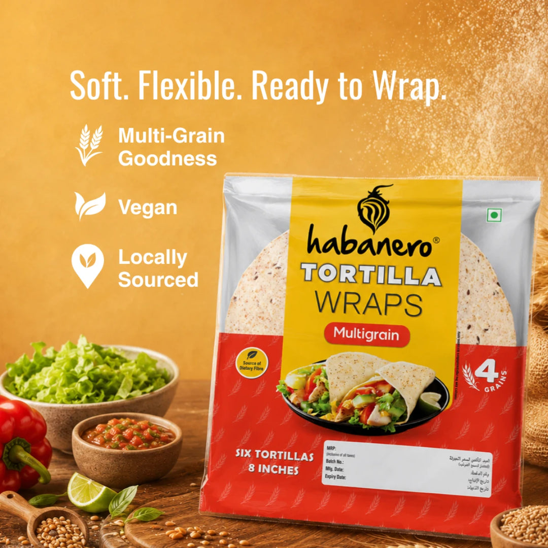 Multigrain Tortilla Wraps | 6 Tortillas | 8 Inches | 330g