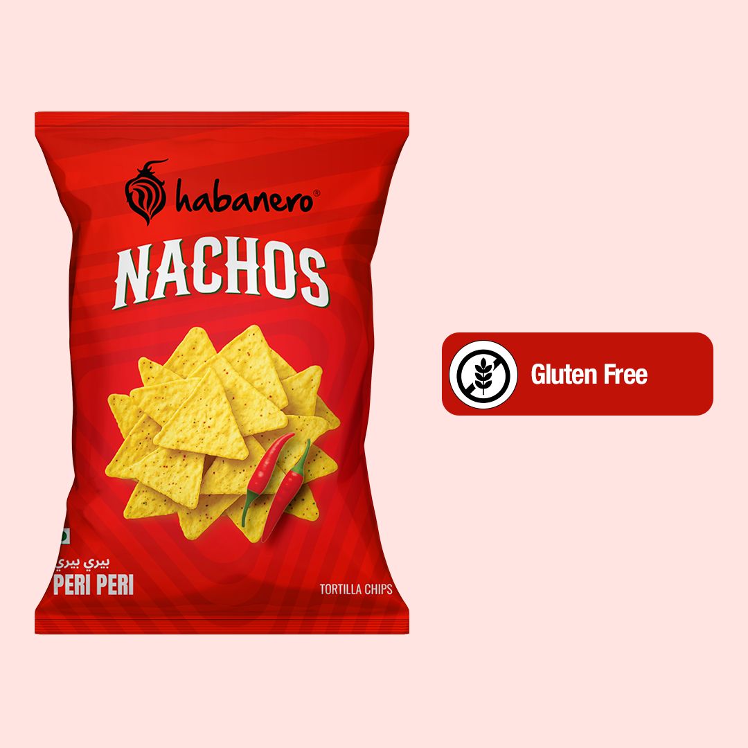 Habanero Peri Peri Nachos | Crunchy Corn Chips with Spicy Peri Peri Flavour | Gluten-Free Snack | 70g