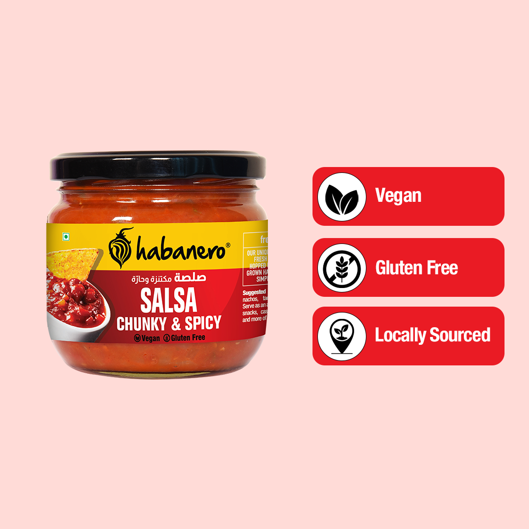 Habanero Peri Peri Nachos + Spicy Salsa Dip | Crunchy Corn Chips with Peri Peri Flavour & Spicy Salsa | Gluten-Free Snack Combo | 70g + 250g