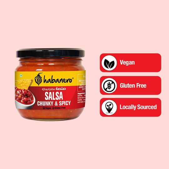 Habanero Peri Peri Nachos + Spicy Salsa Dip | Crunchy Corn Chips with Peri Peri Flavour & Spicy Salsa | Gluten-Free Snack Combo | 70g + 250g