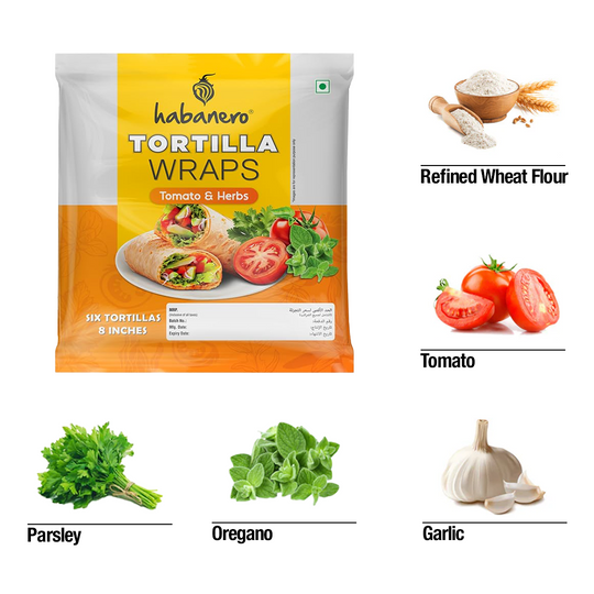 Tomato & Herbs Tortilla Wraps | 8 Inches | 660 gms | Pack of 2
