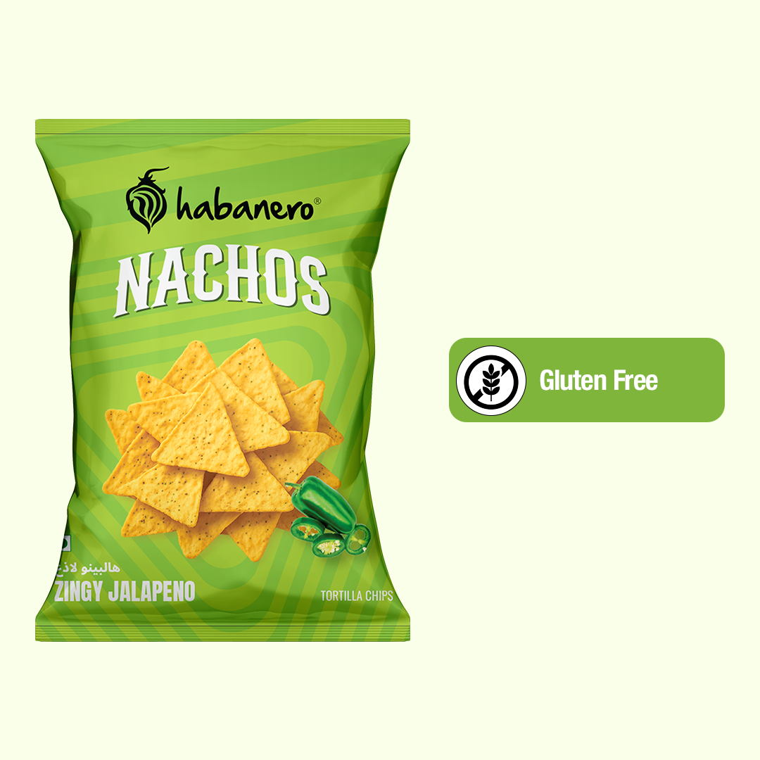 Habanero Zingy Jalapeño Nachos | Crunchy Corn Chips with Spicy Jalapeño Flavour | Gluten-Free Snack | 70g