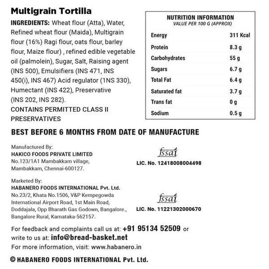 Multigrain Tortilla Wraps Pack of 1 + Peri Peri Sauce